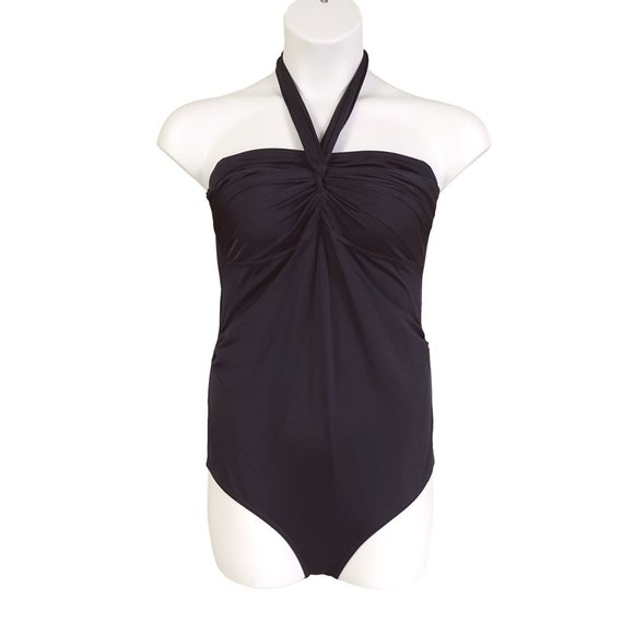 ASOS Other - Asos Women's Black Strappy Halter Rushed One-Piece Swimsuit